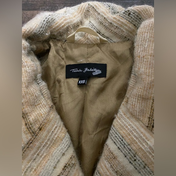 Vintage TALULA BABATON  Wool Beige Striped Coat Size XXS. - Picture 7 of 10